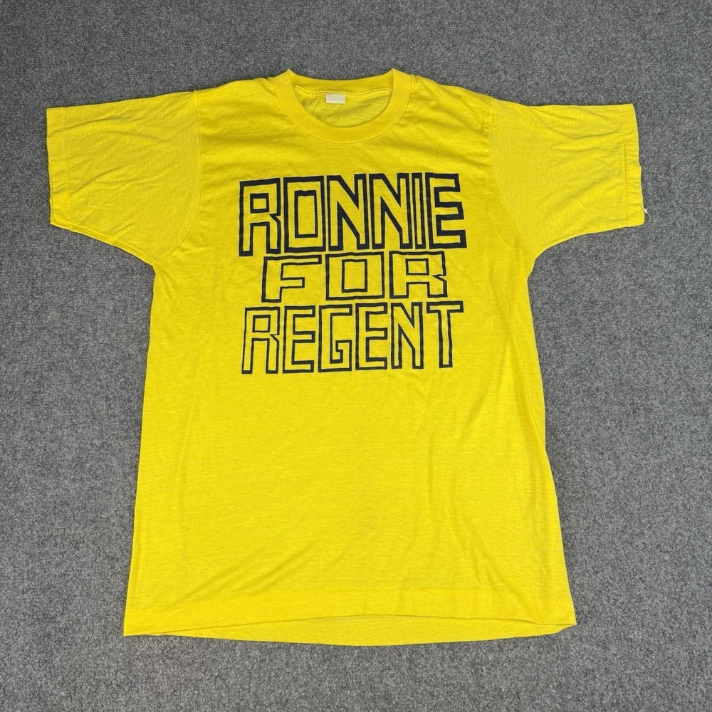 Vintage Screen Stars Ronnie For Regent Campaign T Shirt Yellow 50/50 USA Size L